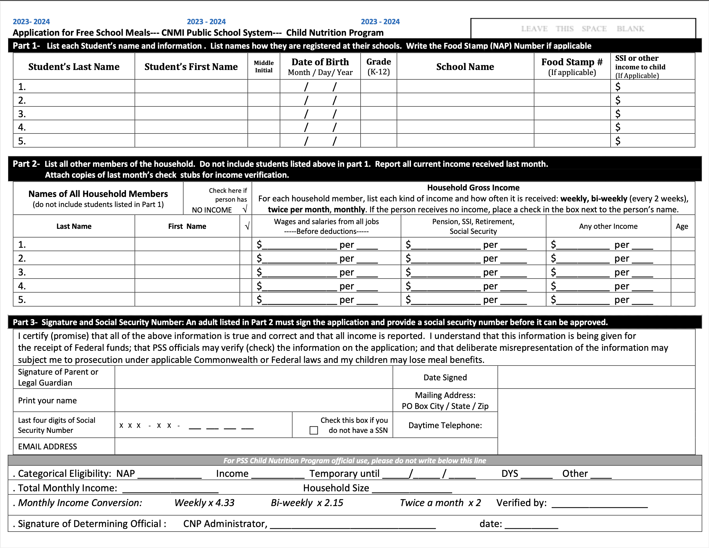 20232024 Application for free School Meals is now available CNMI PSS