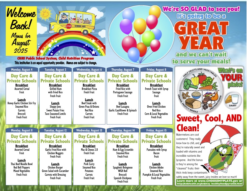 August 2025 Menu
