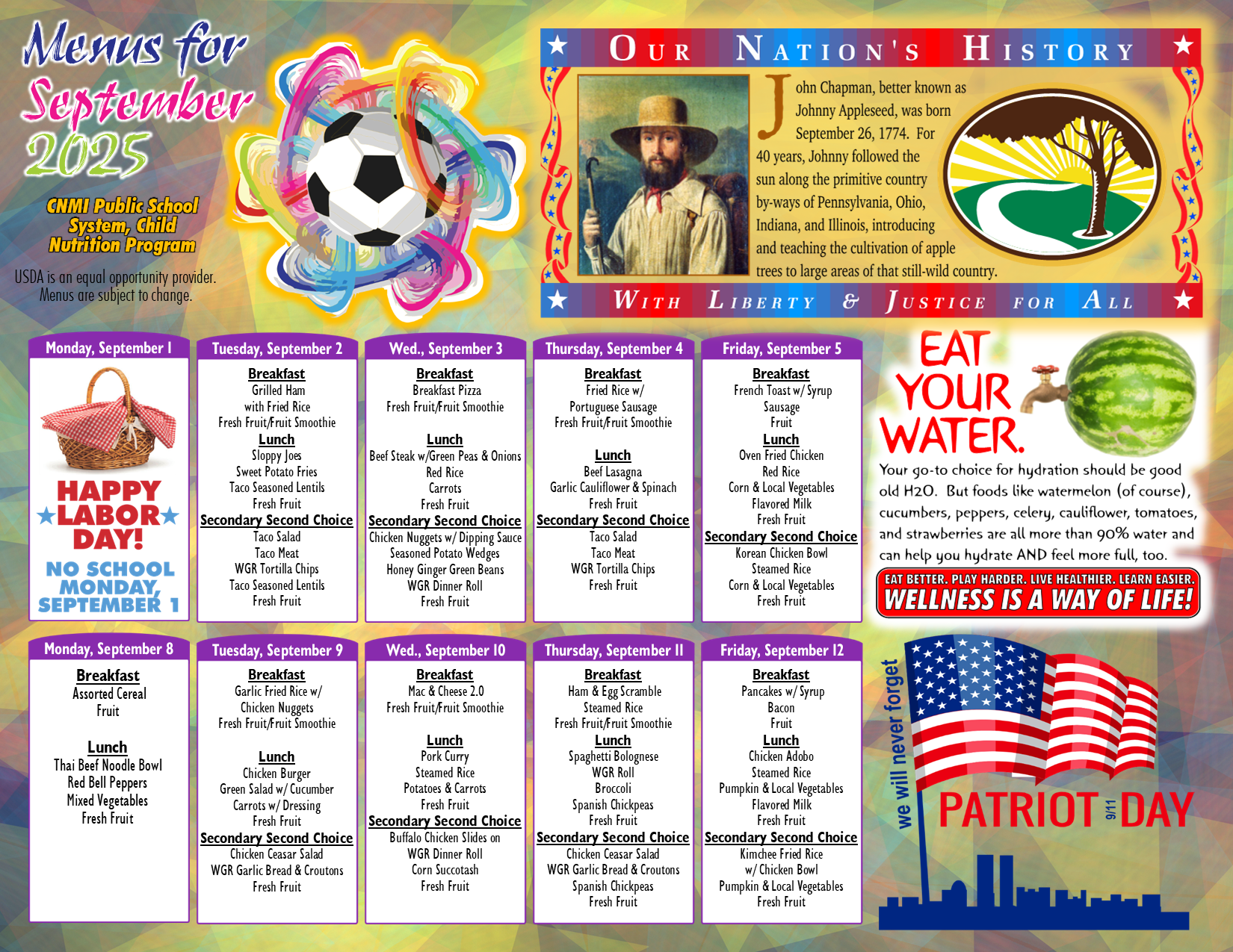 Sptember 2025 Menu