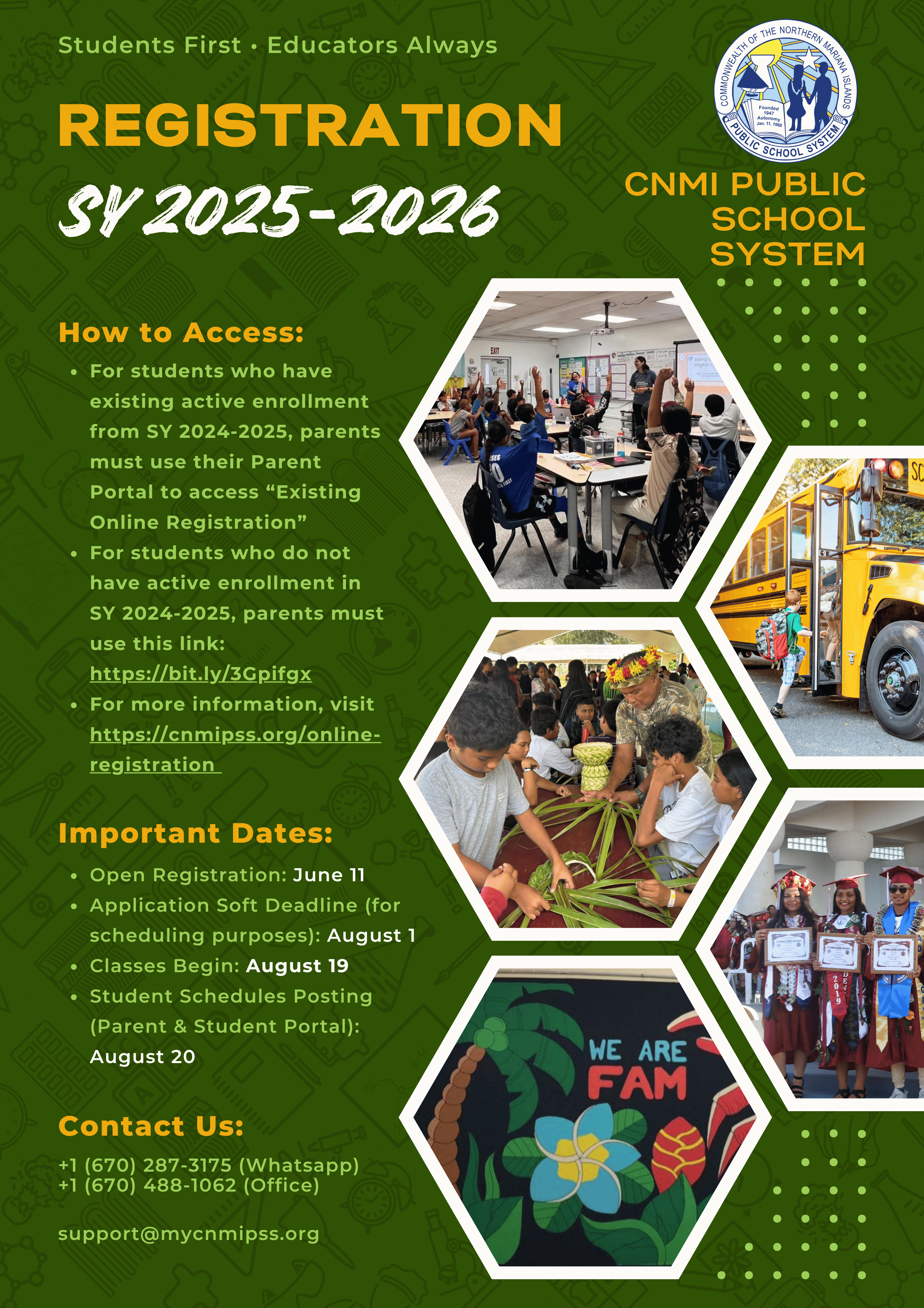 SY 2025-2026 CNMI Public School System Online Registration Flyer